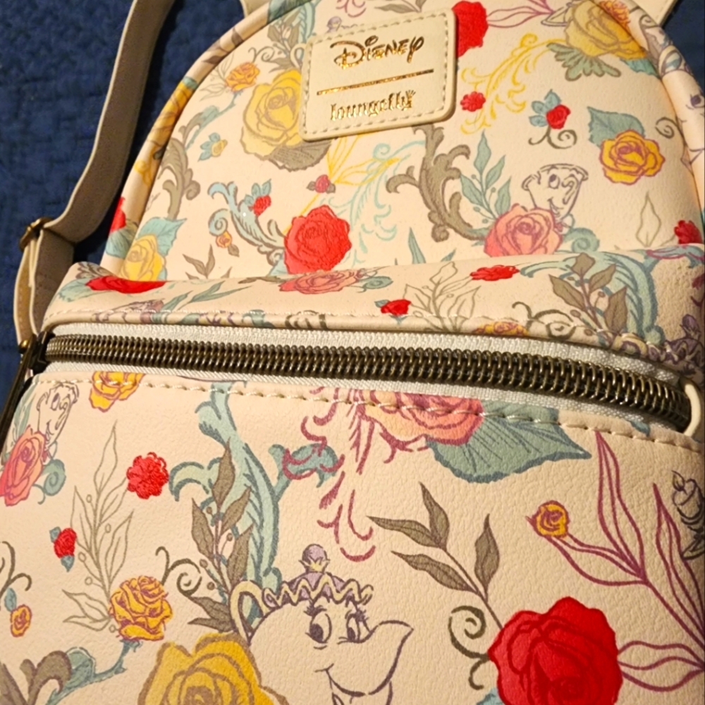 Disney Loungefly Beauty & The Beast floral mini backpack